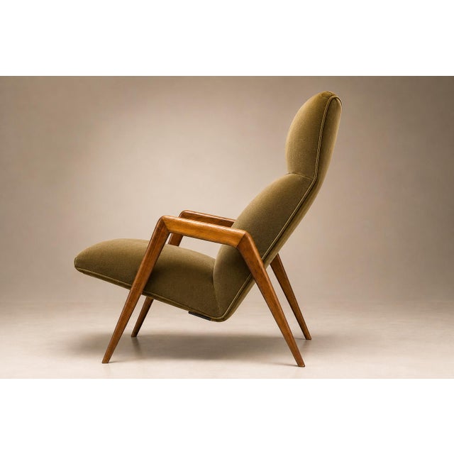 Brazilian Modern Armchair in Pau Marfim & Green Mohair, Pierre Weckx, 1950s For Sale - Image 9 of 15