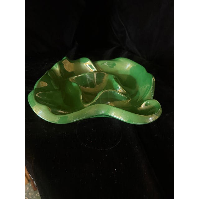 1970s 1970s Art Deco Malachite Green Ceramic Bowl For Sale - Image 5 of 9