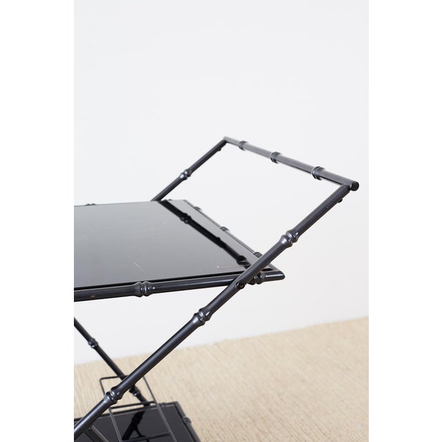 Modern Italian Black Faux-Bamboo Rolling Bar Cart For Sale In Sacramento - Image 6 of 13