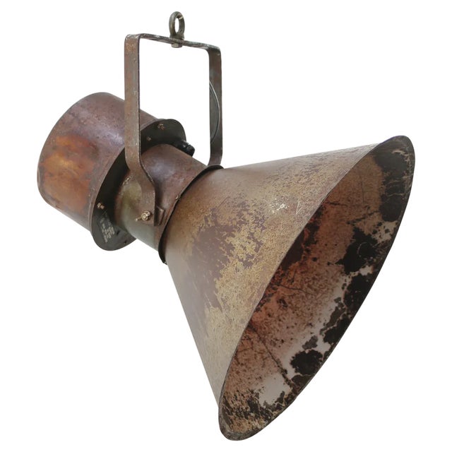 Mid-Century Industrial Rust Brown Metal Pendant Lamp For Sale