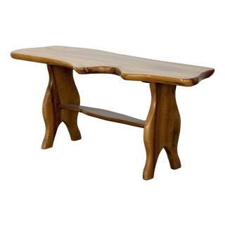 Sculptural Live-Edge Bench in Walnut, 1990s For Sale