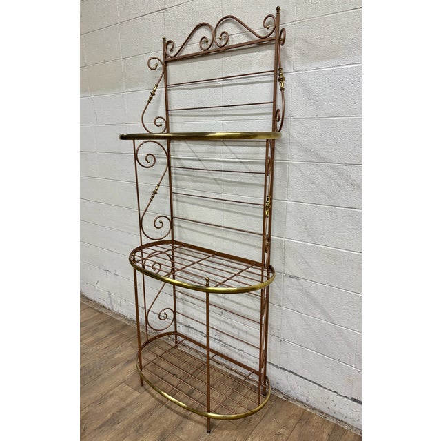 Metal Vintage French Style Iron and Brass Boulangerie Rack Baker’s Rack For Sale - Image 7 of 8