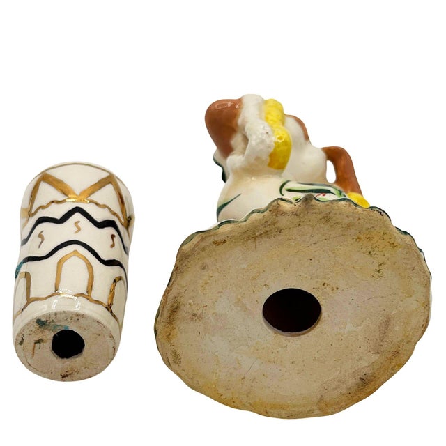 Mid 20th Century Hawaiian Hula Girl Lei Ceramic Figurine W/ Bongo For Sale - Image 4 of 6