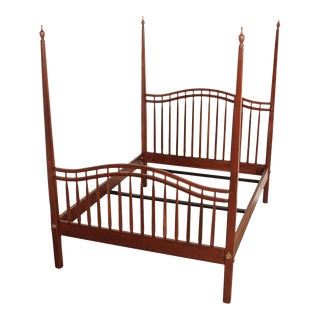 Hunt Country Furniture Windsor Style Queen Size Cherry Poster Bed For Sale