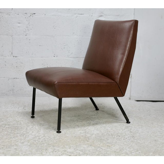 Brown Imitation Leather Lounge Chair, 1950s For Sale - Image 9 of 17