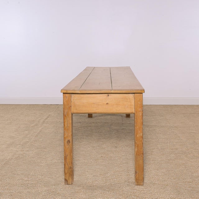 Antique Pine Farmhouse Table With Two Drawers | Circa 1880 For Sale In Orlando - Image 6 of 8