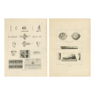 After Dominique Vivant Denon, Napoleons Egypt: Ancient Artefacts and Sculptural Fragments, 1802, Engravings on Paper, Set of 2 For Sale