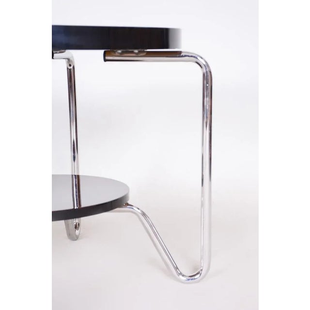 Metal Small Mid-Century Side Table in Walnut & Chrome-Plated Steel attributed to Kovona, Czech, 1950s For Sale - Image 7 of 8