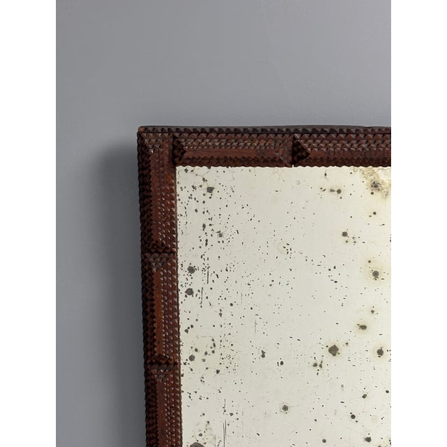 Wood Antique Tramp Art Folk Art Distressed Mirror, Belgium, 1900s, 1890s For Sale - Image 7 of 18