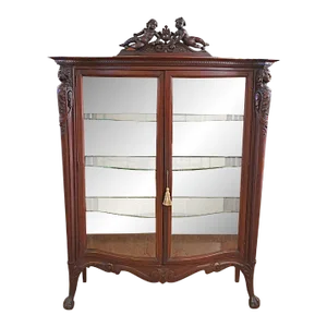 Late 19th Century ​19th Century Mahogany Renaissance Revival China Curio Cabinet Attr to Rj Horner