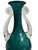 Vintage Teal Green Art Glass Vase With Clear Applied Scroll Handles For Sale - Image 4 of 7