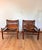 Vintage Buffalo Leather Safari Armchair in Oak Frame, 1970s, Set of 2 For Sale - Image 3 of 9