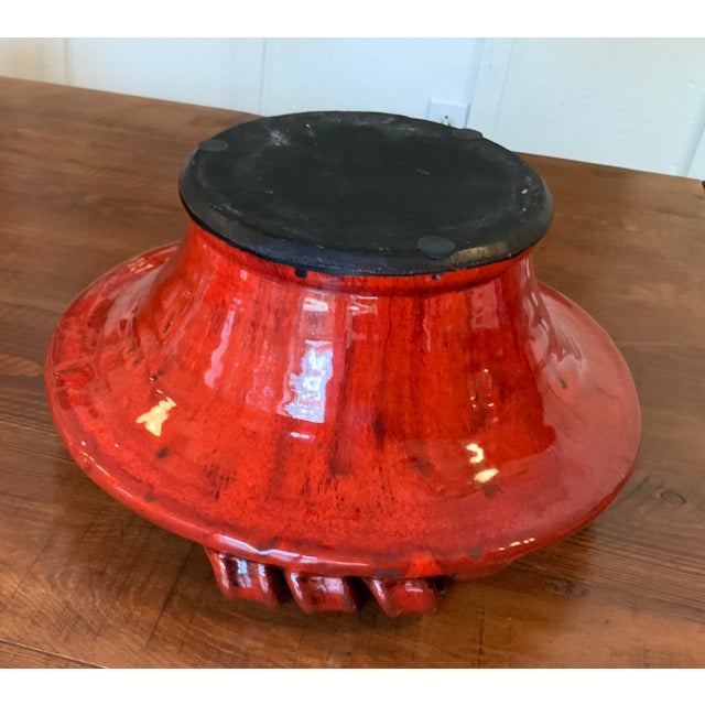 Ceramic Large Italian Fortunata Attributed Terracotta Centerpiece Bowl – Oxblood Red With Sculptural Rim – French Country, Cottage-Core, Rustic European For Sale - Image 7 of 8