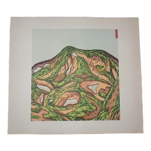 Vintage Signed Folio Size Mid 20th C. Lithograph of Mt. Hokkada