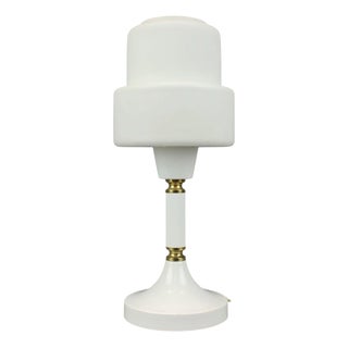 Opaline Glass and Brass Table Lamp from Drukov Brno, Former Czechoslovakia, 1970s For Sale