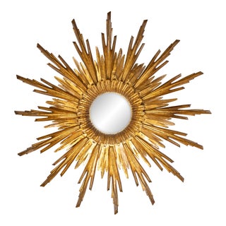 Large Mid-Century Italian Gilt Sunburst Mirror For Sale