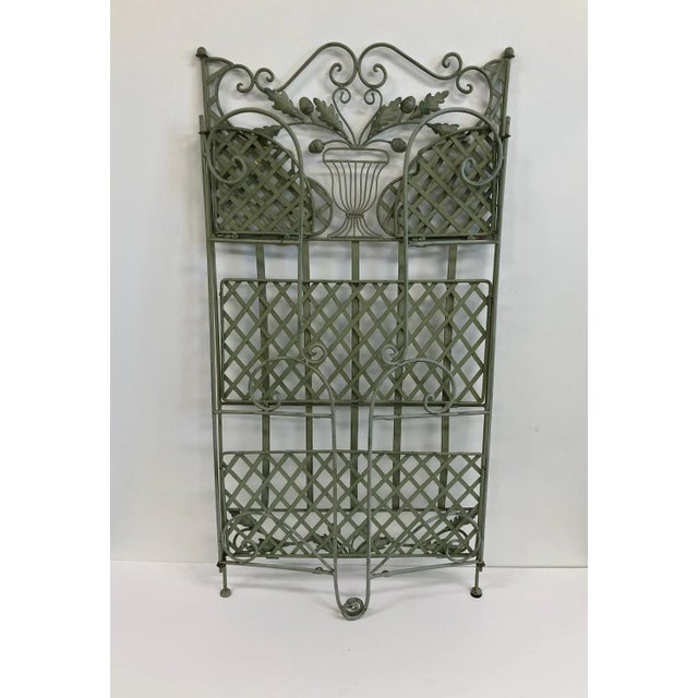 Metal 1970s Vintage Wrought Iron Shelf – Decorative Metal Bakers Rack With Floral Motif For Sale - Image 7 of 7