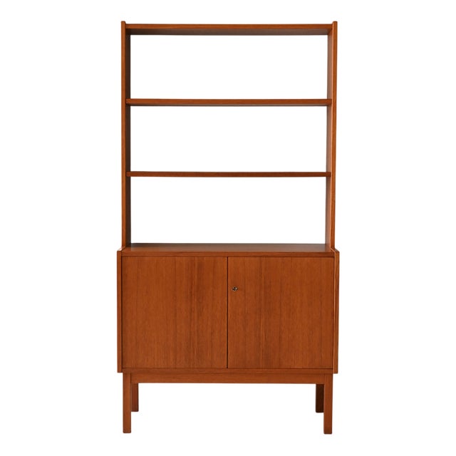 Vintage Scandinavian Bookcase with Hinged Doors and Open Shelves, 1950s For Sale