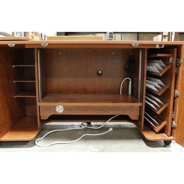 Wood Horn of America Sewing/Craft Table Cabinet - Warm Finish For Sale - Image 7 of 9