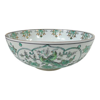 1970's Gold Imari Emerald Double Phoenix Japanese Bowl - Signed For Sale