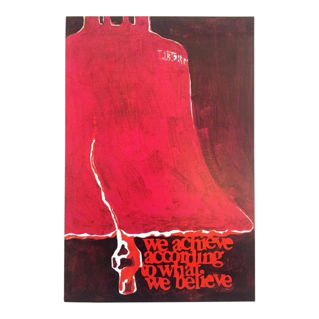 Vintage 1973 Mid Century Modern Lithograph Print Poster " We Achieve According to What We Believe " For Sale