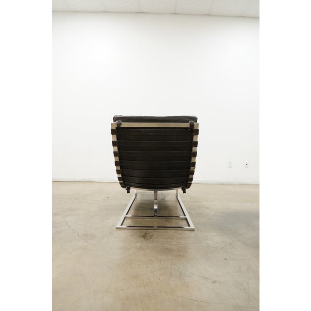 2000 - 2009 Restoration Hardware Modern Channel Tufted Leather Chaise Lounge For Sale - Image 5 of 11