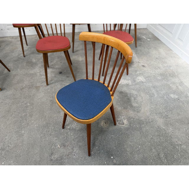 Chairs with Colorful Seats from Baumann, 1960s, Set of 8 For Sale - Image 4 of 9