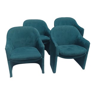 Vintage 1970s Set of 4 Milo Baughman for Thayer Coggin Barrel Chairs For Sale