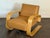 1980's birch and leather Artek 400 tank chair in good vintage condition, nice patinated wood, a burn mark on the wood...
