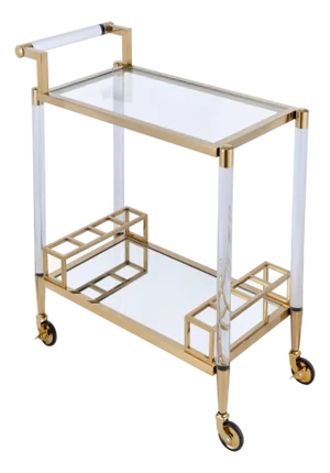 Pasargad Home Glacia Modern 2-Tier Lucite and Metal Bar Cart