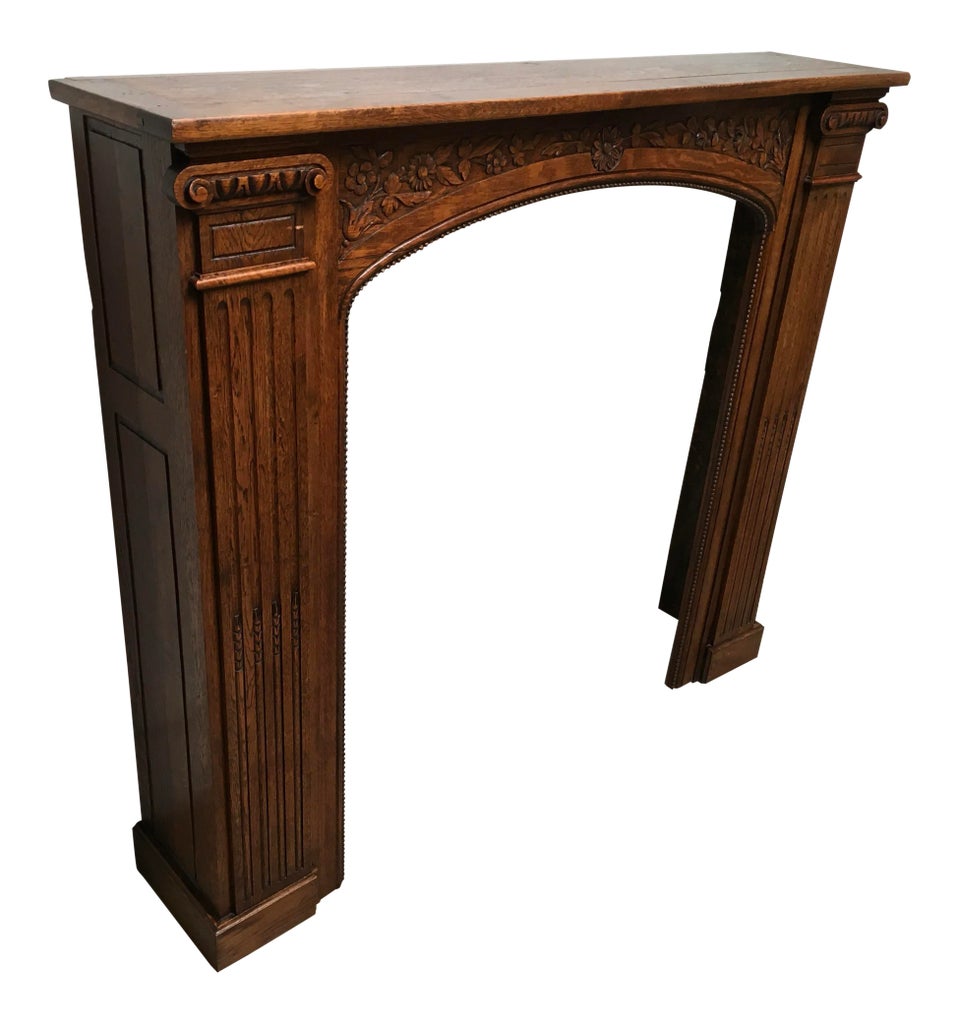 Exquisite 19th Century Carved Oak Fireplace Mantel – Neo-Classical 