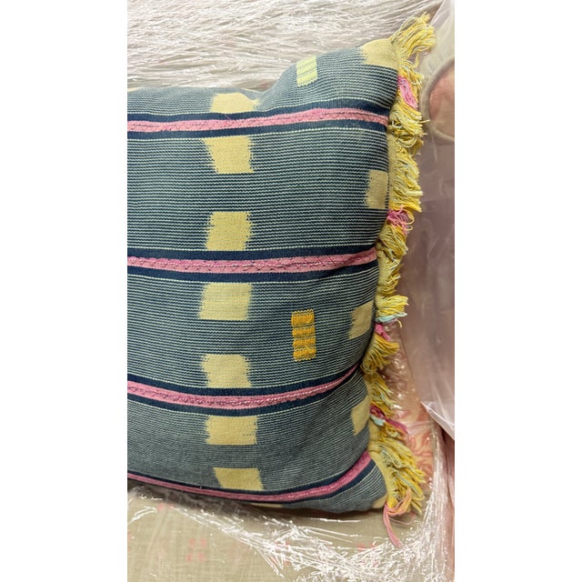 Blue Pair of African Ikat Blue Pillows For Sale - Image 8 of 8