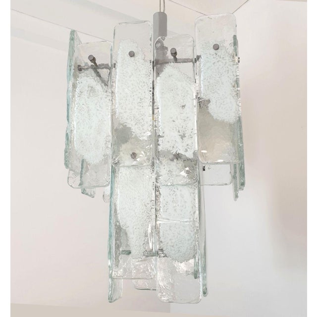 Mid-Century Modern White Murano Glass Chandelier Mazzega Style 1970s For Sale - Image 3 of 12