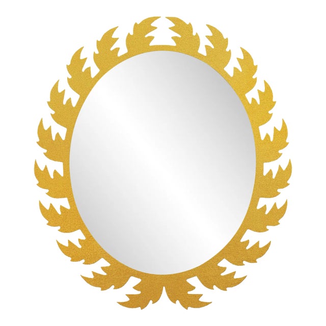 Fleur Home Audubon Oval Mirror in Gold Leaf, 22x27 For Sale