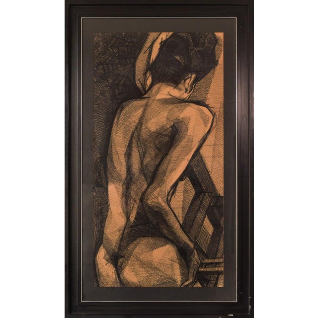 Large Stylised Life Drawing of a Woman, 20th-Century, Pencil on Paper For Sale - Image 5 of 17