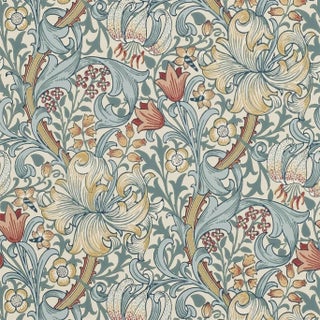 Morris & Co Golden Lily Wallpaper in Slate/Manilla - a Sample For Sale