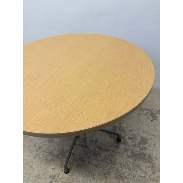 Wood Charles and Ray Eames Round Oak Veneer Pedestal Dining Table for Herman Miller For Sale - Image 7 of 13