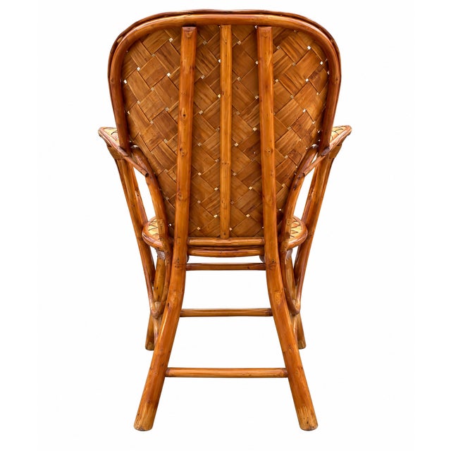 Vintage Woven Rattan Garden Set of Round Table and Armchairs, 1950s, Set of 5 For Sale - Image 11 of 15