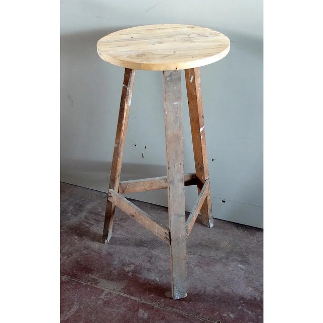 Industrial Antique Industrial Fir Side Table For Sale - Image 3 of 4