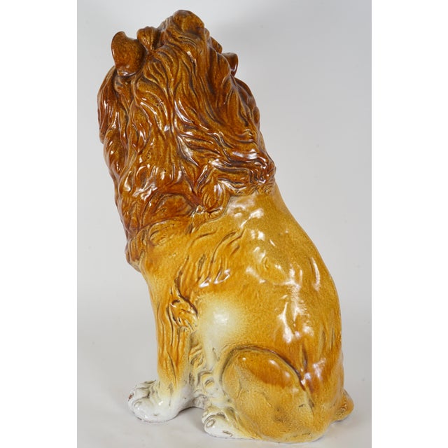 Ceramic Vintage Italian Lion Statue For Sale - Image 7 of 10