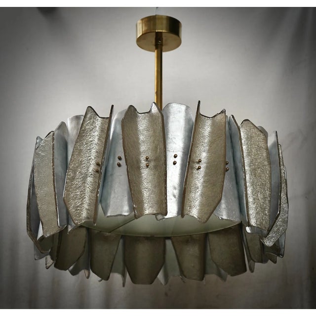 Murano Round Art Glass and Brass Chandelier, 2000 For Sale - Image 9 of 11