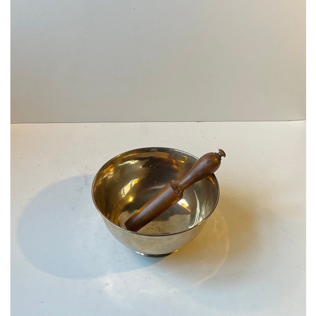 Vintage Bronze Yoga Meditation Singing Bowl with Striker, 1960s, Set of 2 For Sale - Image 3 of 9