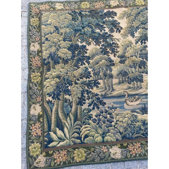 Beautiful mid-20th-century French jacquard tapestry, woven in a traditional Halluin-style stitch, in a rich blend of wool...