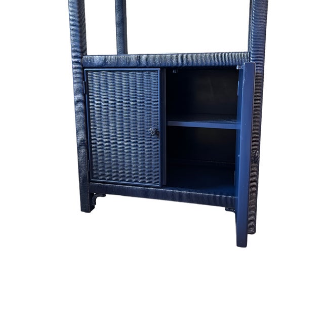 Navy Blue Pair of Henry Link Etageres in Navy For Sale - Image 8 of 10