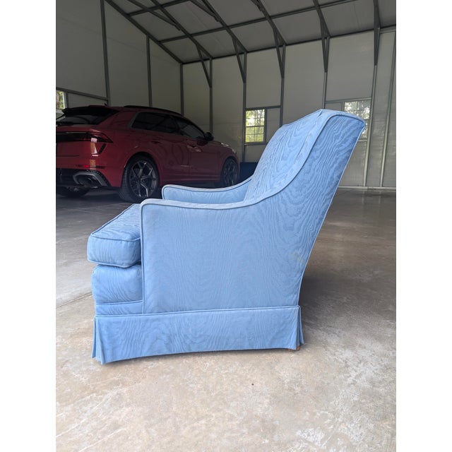 Vintage Custom Upholstered Blue Club Chair- A Pair For Sale - Image 18 of 18