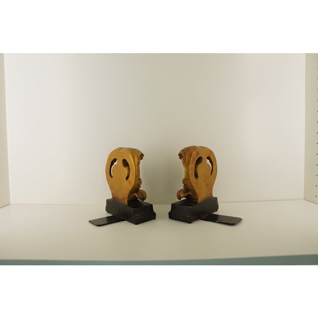 1990s Italian Hollywood Regency Borghese Gold Baroque Bookends For Sale - Image 14 of 18