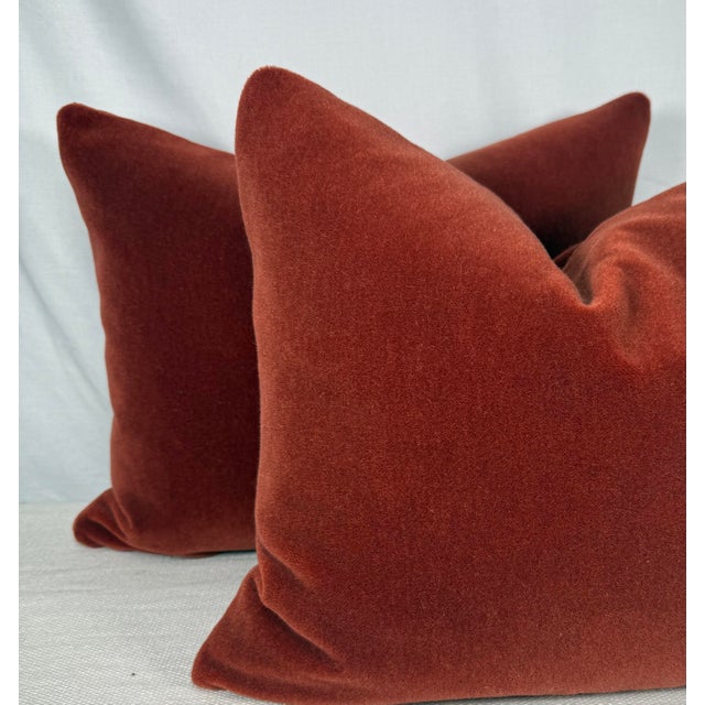 Transitional Schumacher "San Carlo Mohair" in Sienna 16"x20" Pillows-a Pair For Sale - Image 3 of 3