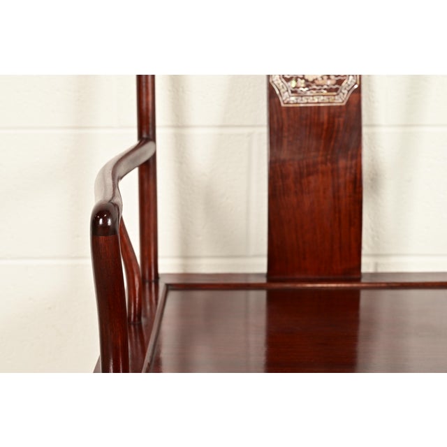 Antique Chinese Carved Rosewood Armchairs With Mother of Pearl Inlay, Circa 1890s For Sale - Image 9 of 15