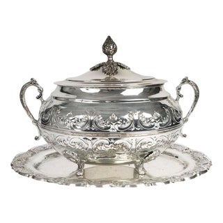 Silver-Plated Soup Tureen, 20th Century. For Sale