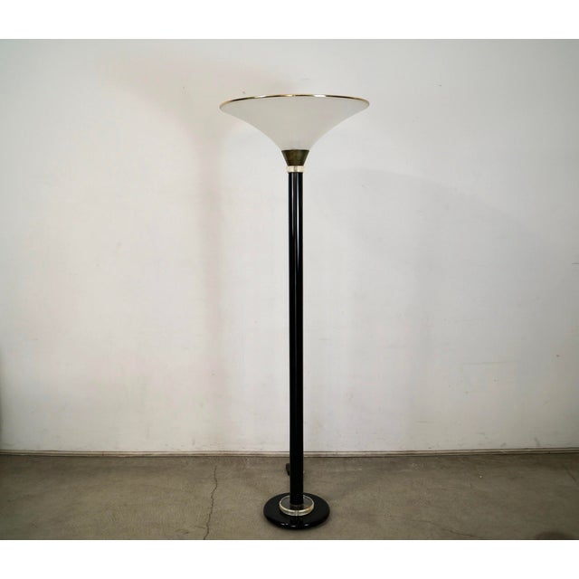 Hollywood Regency 1980’s Hollywood Regency Torchiere Floor Lamp For Sale - Image 3 of 12